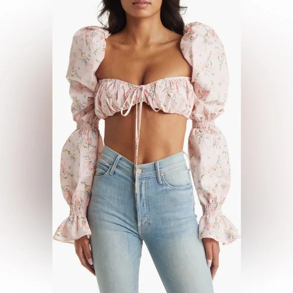 NWT House of CB Henrietta Shirred Bralette Top - Picture 2 of 15